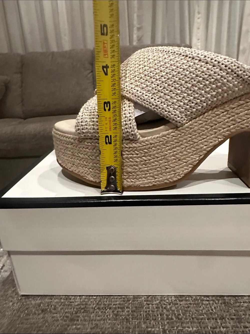 Steve Madden Beige Woven Espadrille Platform Slides